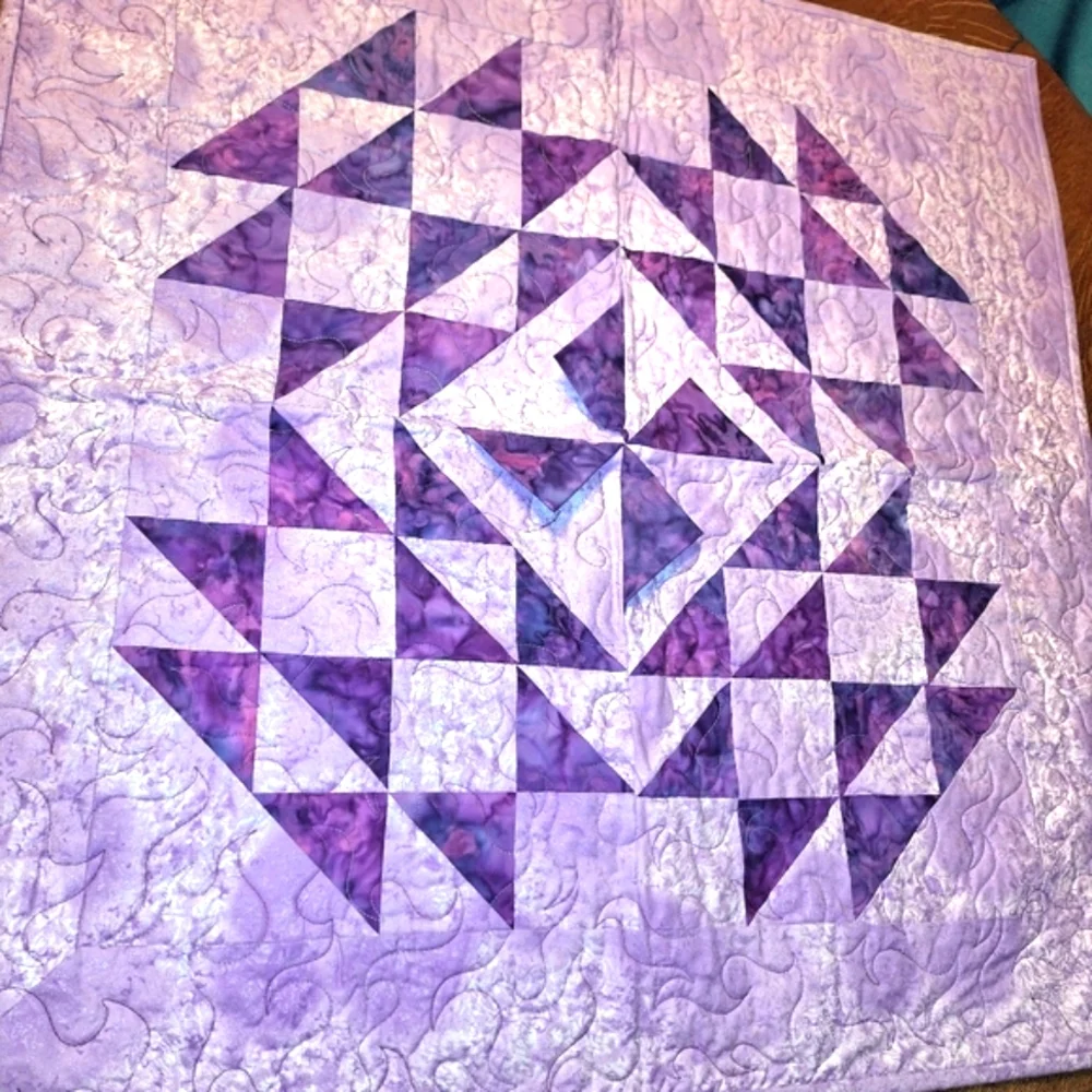 Handmade Geometric Triangle Purple Quilt, NWOT